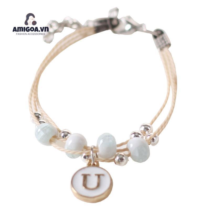 Vòng Đeo Tay Bằng Gốm Họa Tiết Chữ Dễ Thương Bắt Mắt Sành Điệu