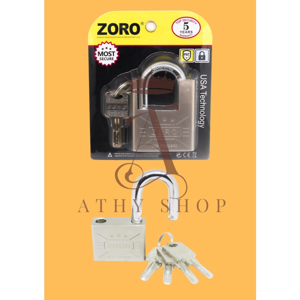 Ổ KHÓA DÀY CHỐNG CẮT ZORO KÈM 4 CHÌA, khóa nhà cửa an ninh an toàn chống trộm, security door lock locker, xịn rẻ cao cấp