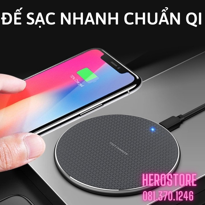 Đế Sạc Nhanh Không Dây Cho iPhone X/XS/ 11 Pro Max, Samsung, Xiaomi, Oppo, Android