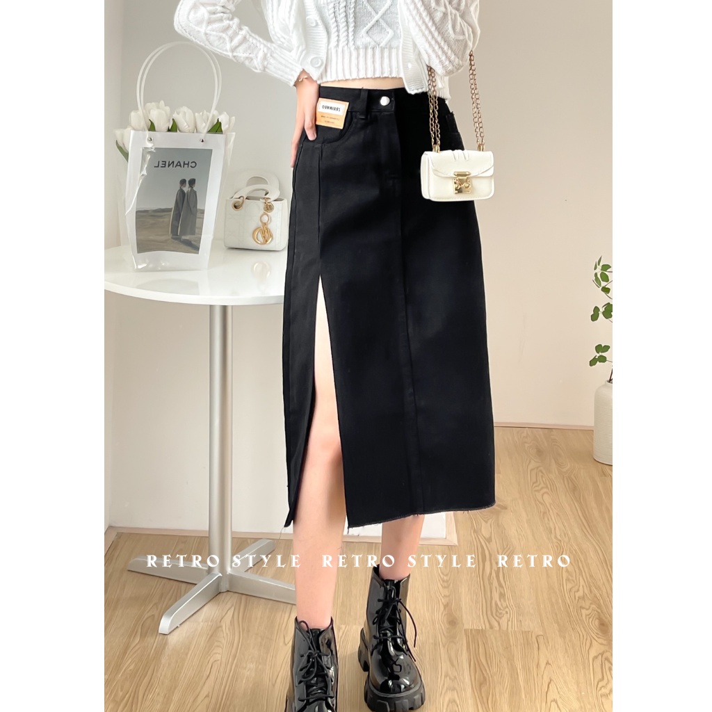 Chân Váy Bò Xẻ Mác Túi CvJeanXe/P0AK2