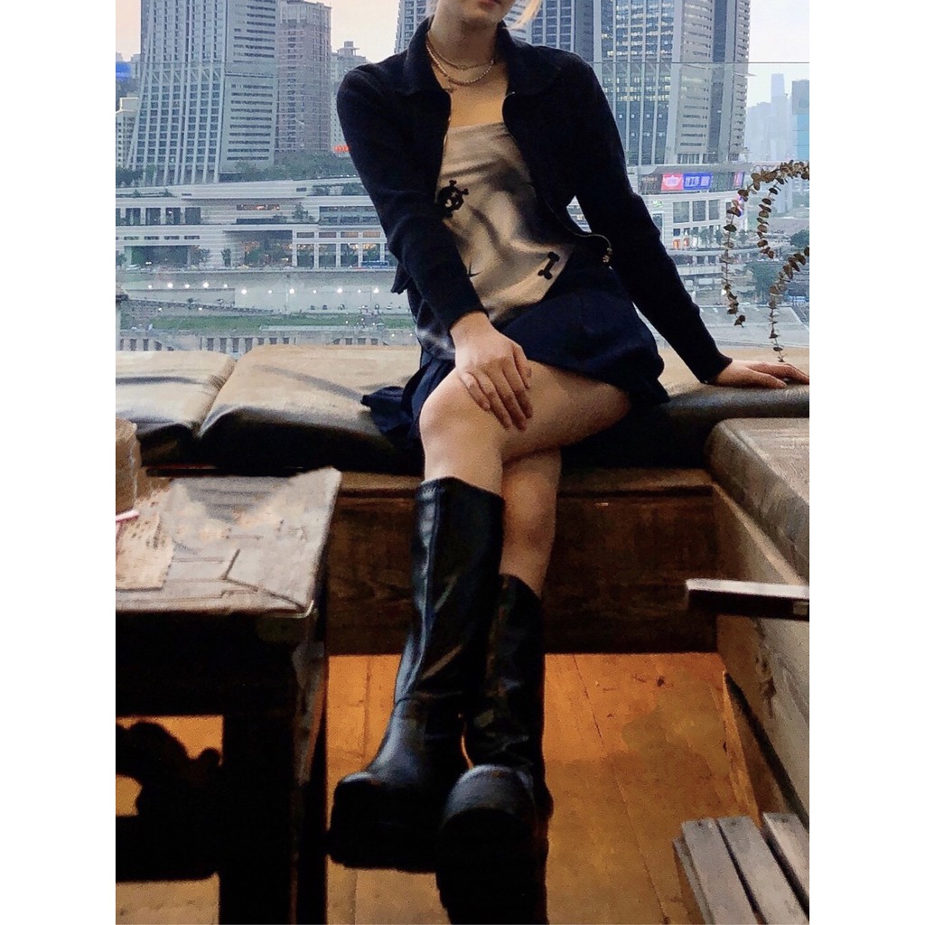 (SẴN) Boot nữ Julyboot - Cổ Cao Giày Bánh Mì Nữ Big Size 41 42 43 Đế Cao 8,5 cm Có Khóa Kéo Phong cách Y2K (ảnh thật) bk | BigBuy360 - bigbuy360.vn