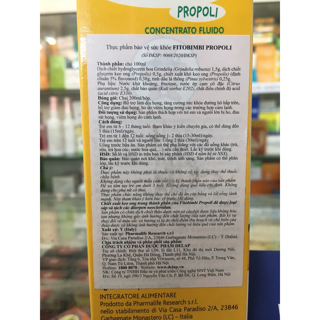 ✅ [Chính Hãng] Fitobimbi Propoli (200ml) hỗ trợ tăng cường sức khoẻ đường hô hấp