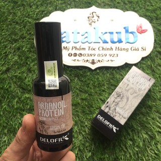 [Dầu dưỡng tóc]💋💋Tinh dầu Delofil Argan Oil phục hồi tóc hư tổn bóng mượt 50ml