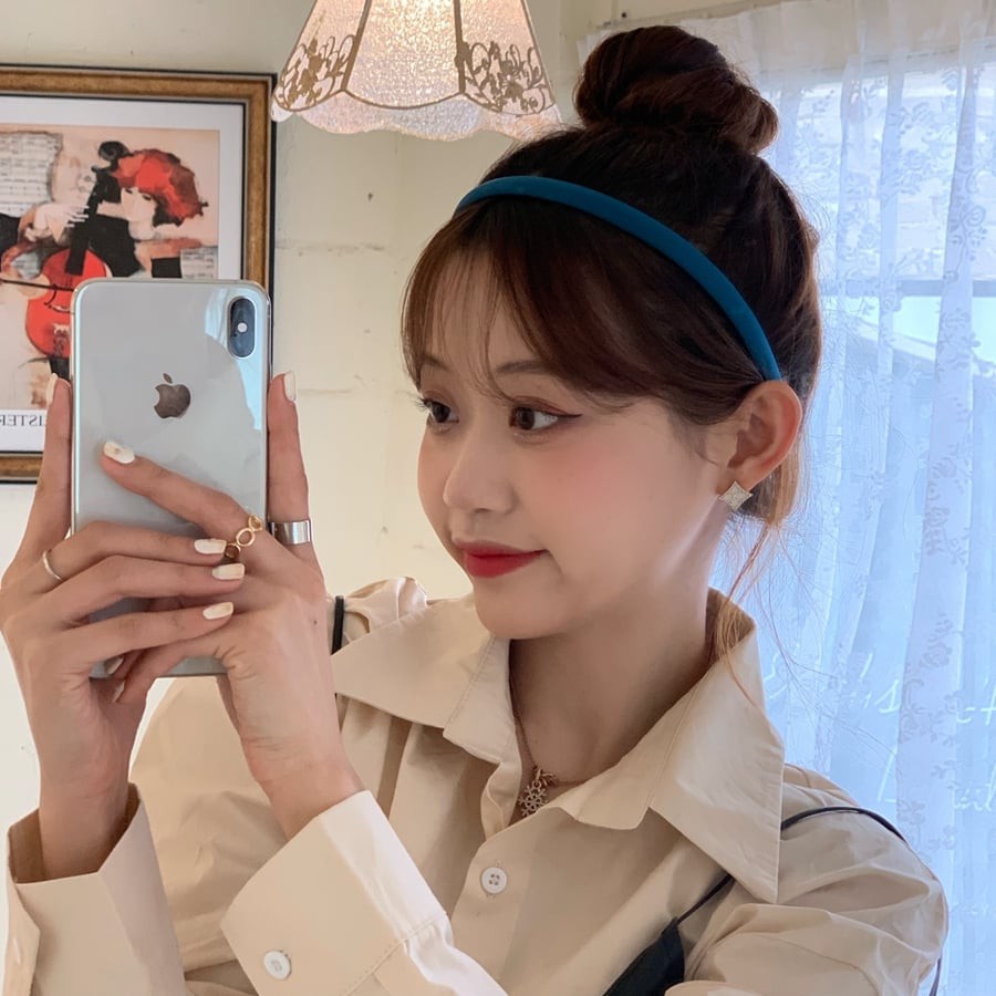 Bờm cài tóc trơn satin bản nhỏ sang chảnh