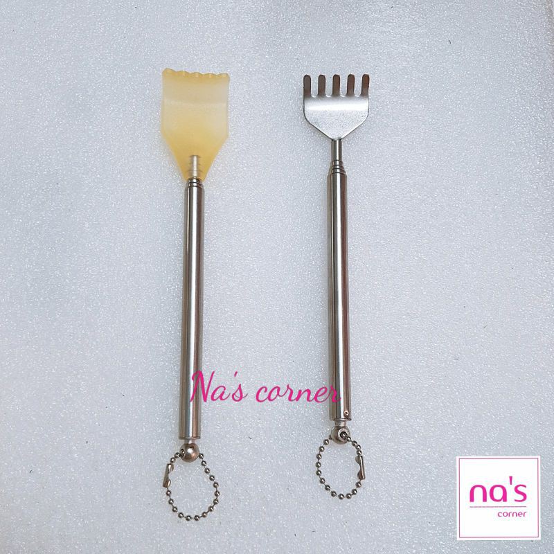 Cây gãi lưng inox bàn tay gãi ngứa có tăng giảm điều chỉnh độ dài có móc treo tiện dụng bền tốt