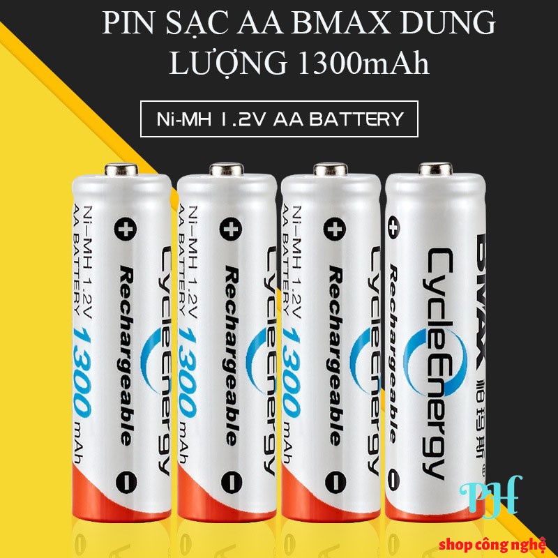Bộ Pin sạc AA, AAA Bmax dung lượng 1300mah, 1280mah sử dụng cho micro karaoke, đồ chơi trẻ em, remote, đồng hồ,...