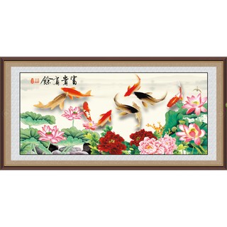 Tranh in canvas VTC Luna CV-0036 - cửu ngư quần hội, 100 x 50cm