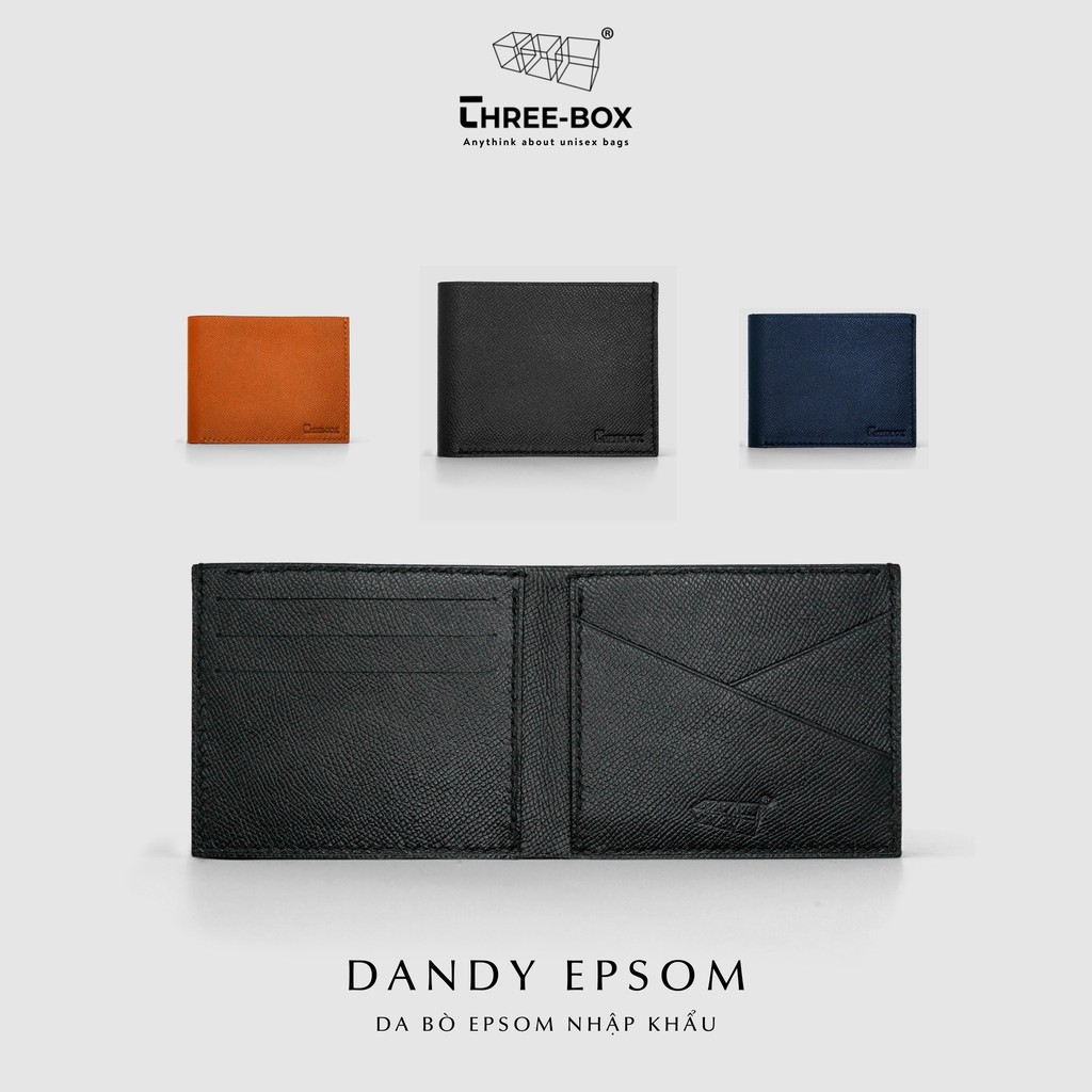 Ví ngắn Dandy da bò Epsom nhập khẩu Đen - Three-Box Wallets | TBBIF-DANDY-EPSOM-DEN