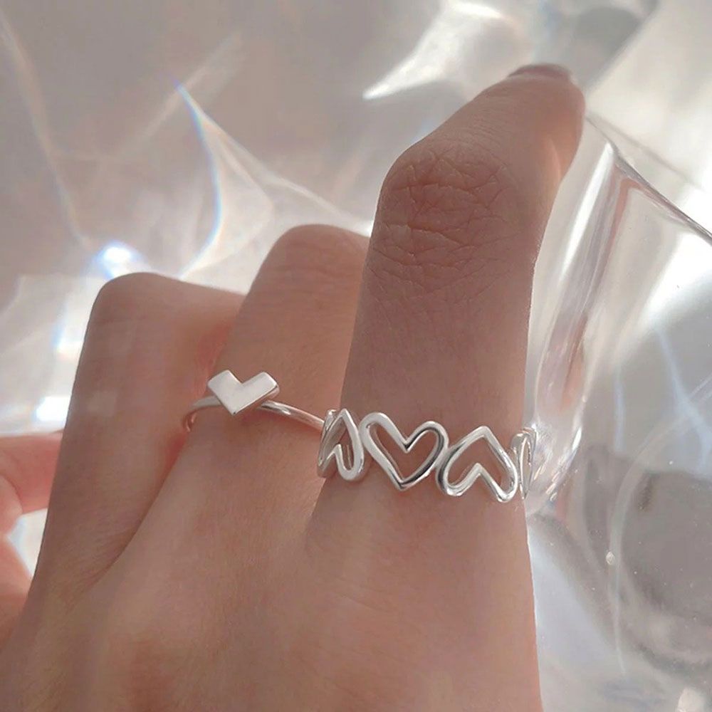 Nhẫn hở hình trái tim dễ thương có thể điều chỉnh