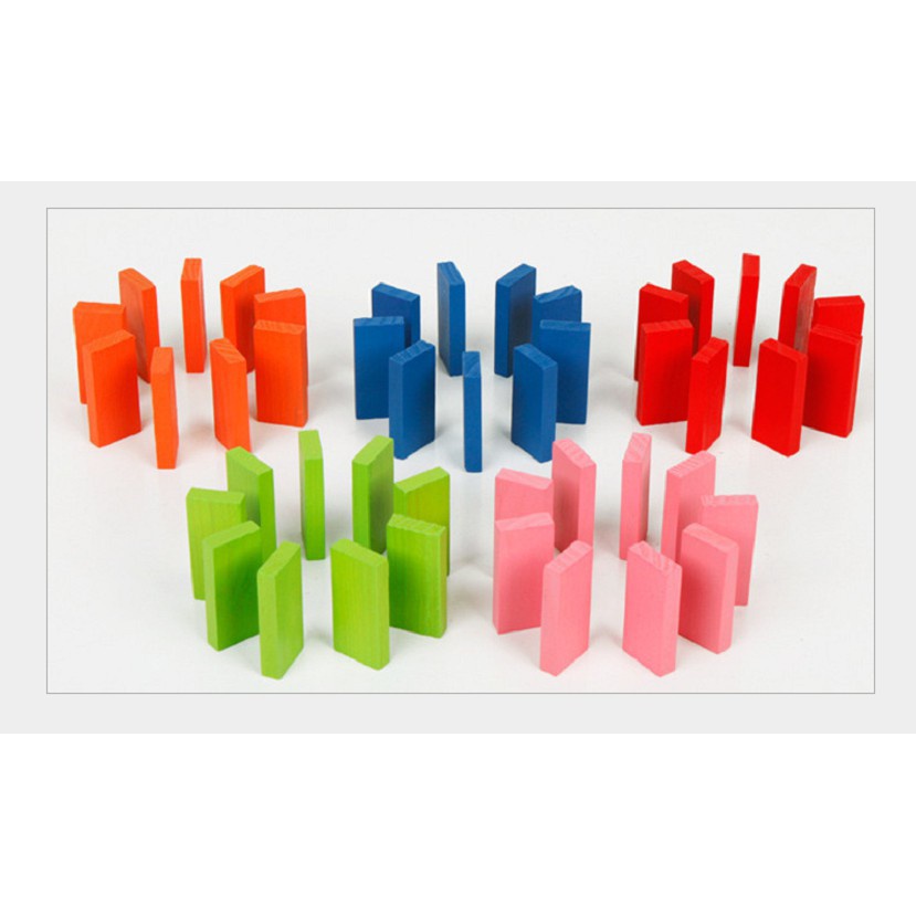 Bộ domino gồm 120 chi tiết nhiều mầu, cho bé chơi mà học