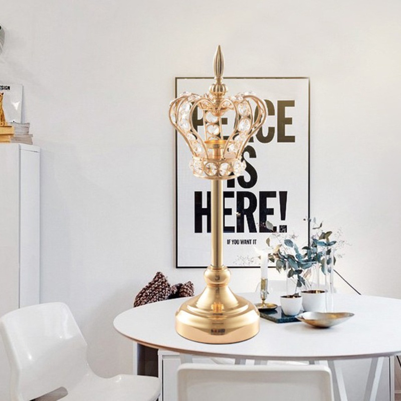 Giá Đỡ Đèn Cầy Bằng Sắt Mạ Hình Vương Miện Độc Đáo Trang Trí Nhà Cửa