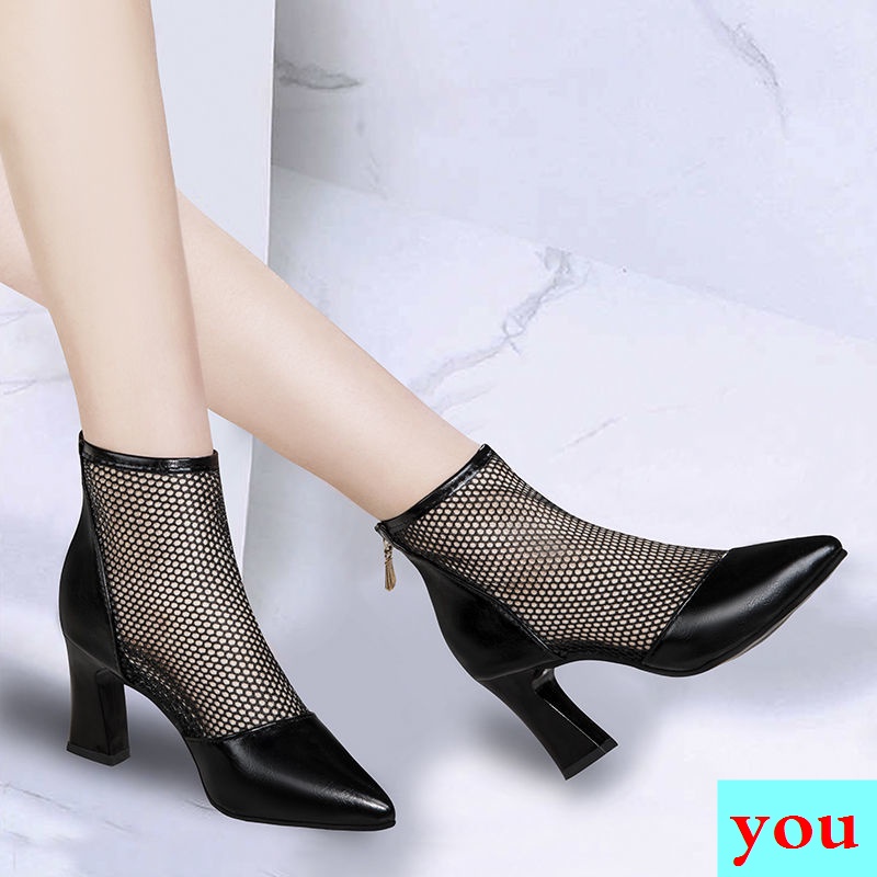 Giày Bốt Cao Gót Đế Dày Phối Lưới Rỗng Thời Trang Mùa Hè Quyến Rũ Cho Nữ 2022