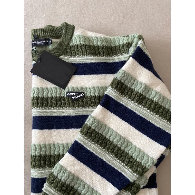 Áo Sweater Tay Dài Cổ Tròn Họa Tiết Kẻ Sọc Thiết Kế Mới Thời Trang Mùa Đông Cho Nữ