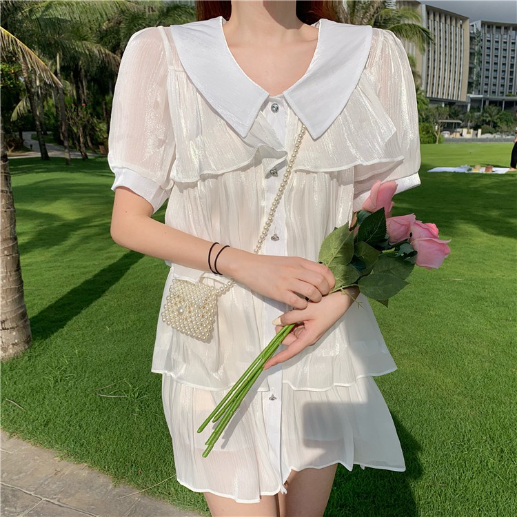 JANE'S sẵn Đầm sơ mi tầng  tiểu thư Voan lụa sương óng ánh chất đẹp xinh xắn HÀNG QUẢNG CHÂU J0288 | BigBuy360 - bigbuy360.vn