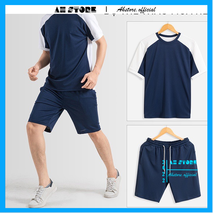 Bộ thể thao nam cộc tay phối màu trẻ trung mặc mùa hè thời trang phong cách cá tính - AHSTORE