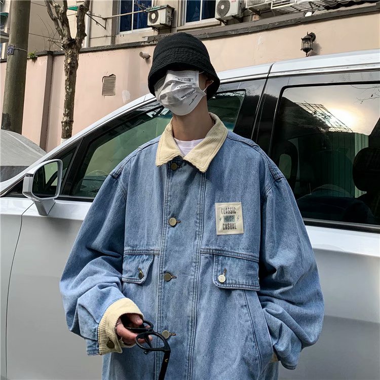 Áo khoác jean màu trơn cổ bẻ thời trang cho nam fashion simple denim jacket unisex bigsize jacket nam form rộng có cổ
