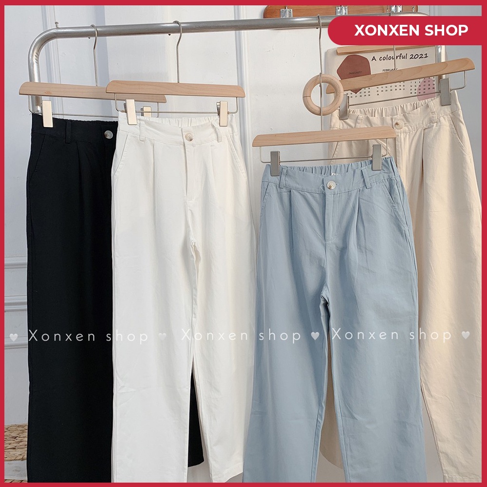 Quần kaki nữ xonxon shop quần kaki suông trơn lưng chun sau dê thương size S,M,L -811