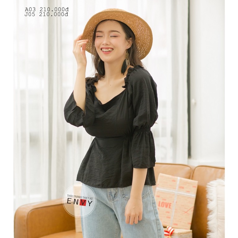 Áo kiểu nhún vai bèo siêu hot hit ENVY - A03