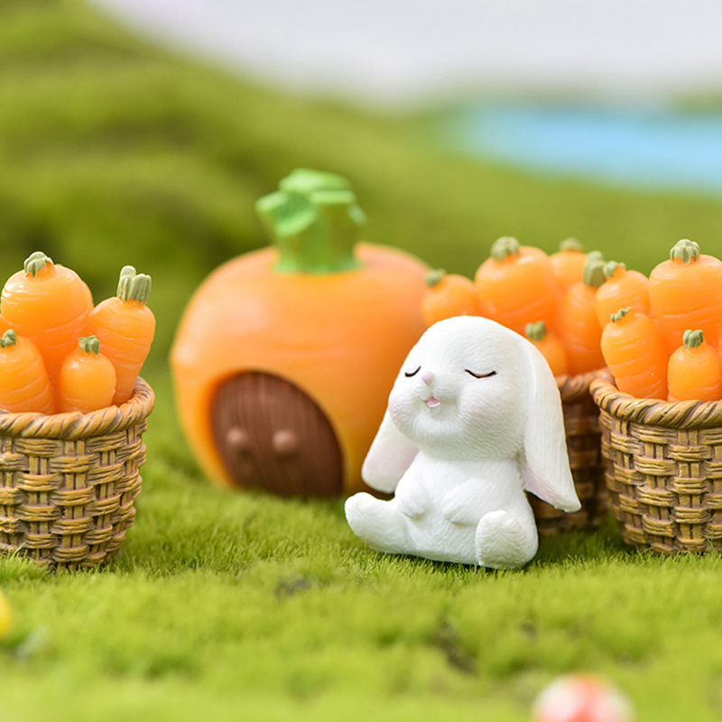Tượng mô hình trang trí hình chú chó và cà rốt đáng yêu