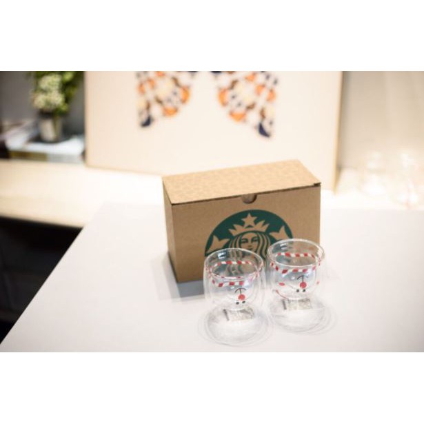 BỘ 2 LY THỦY TINH STARBUCKS BEARISTA CHRISTMAS