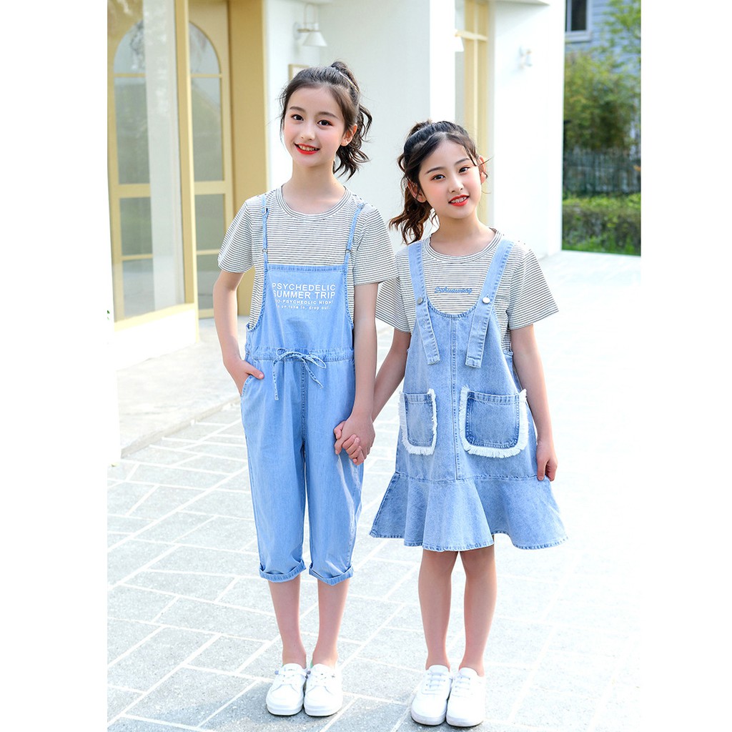 Sét áo váy yếm bò bé gái lớn size 22-50kg  BV04