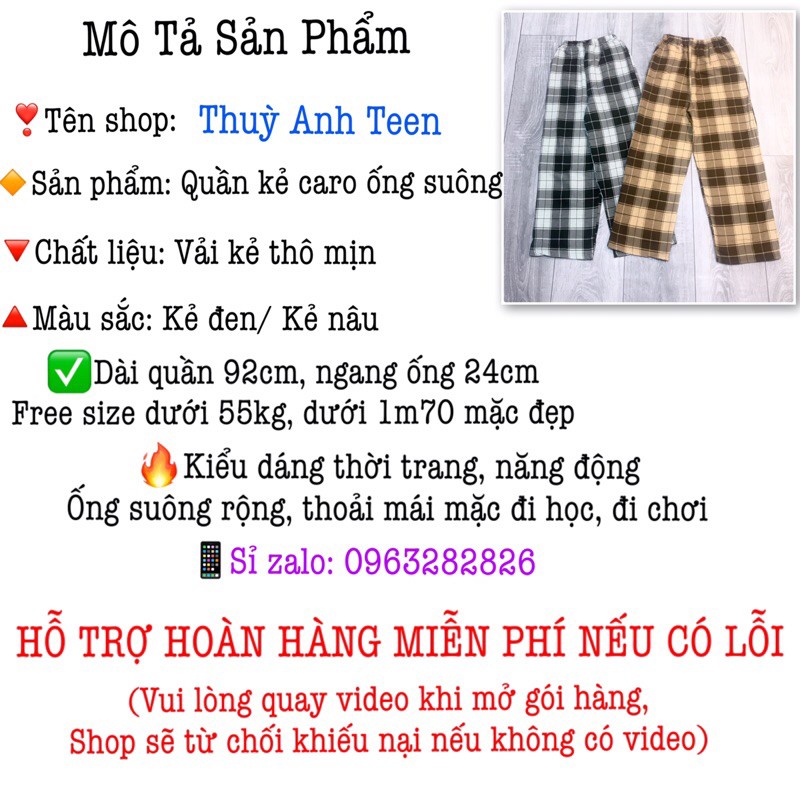 Quần kẻ caro Culotters, quần suông ống rộng Unisex siêu hot | WebRaoVat - webraovat.net.vn