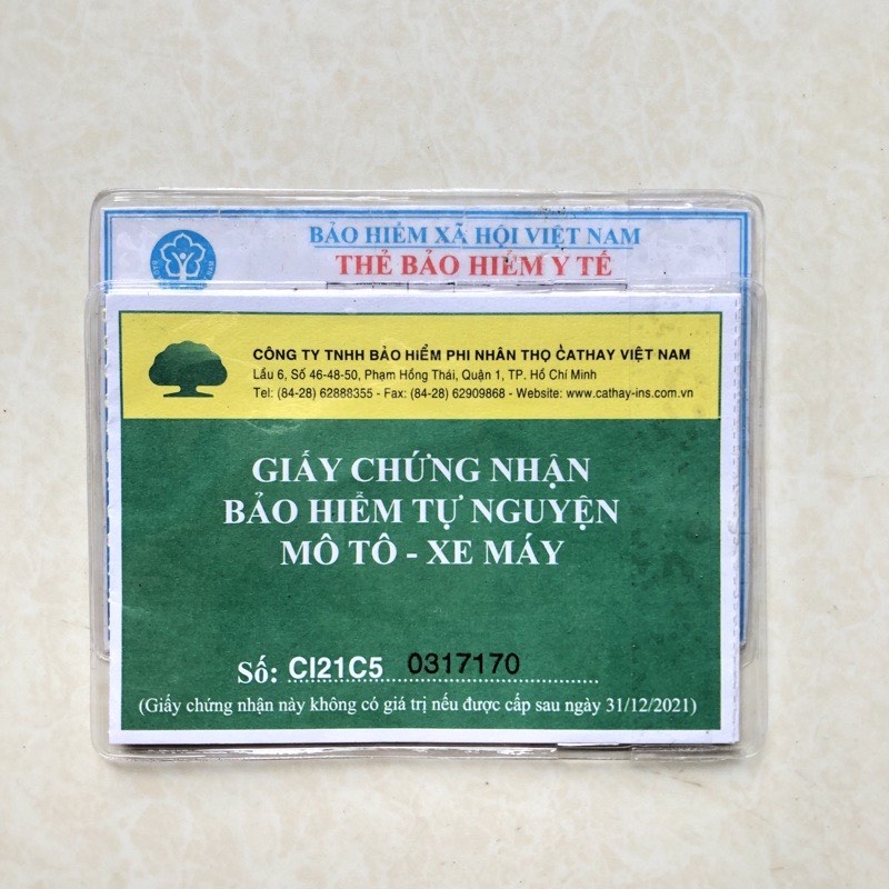 Vỏ bọc căn cước công dân, bảo hiểm xe máy, bảo hiểm y tế, chất liệu Nhựa PvC Siêu Trong Suốt, Siêu Dẻo Có Nắp...