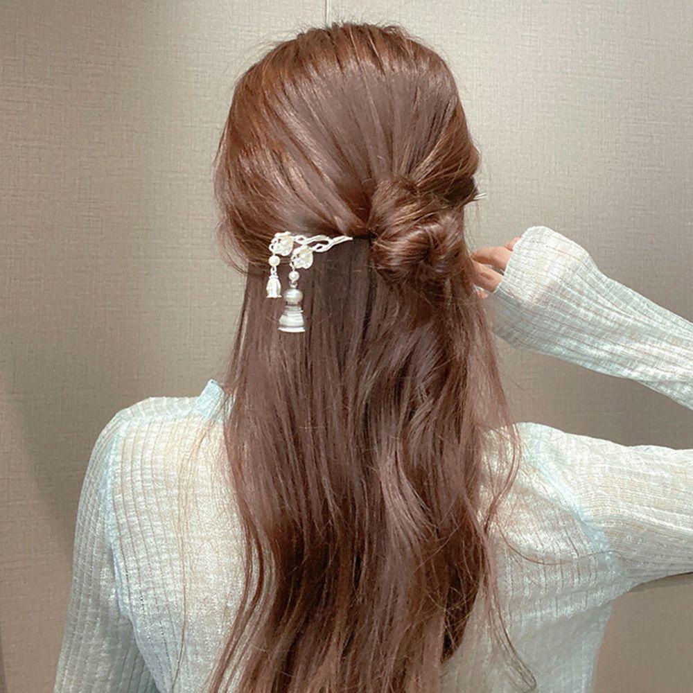 Trâm Cài Tóc Kim Loại Phối Tua Rua Kiểu Hán Phục Dễ Thương