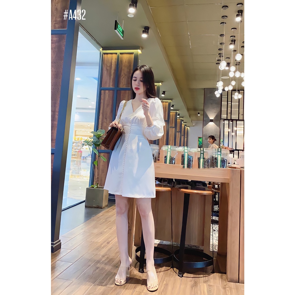 Váy đi tiệc váy trắng cổ tim tay phồng TANA D0055 | BigBuy360 - bigbuy360.vn