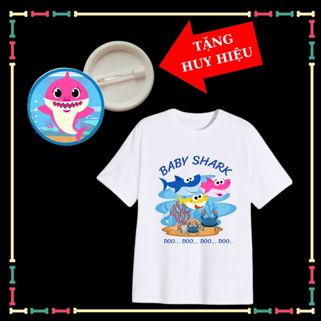 Áo thun bé gái baby Shark dễ thương tay ngắn cho bé gái đủ size áo, Kèm huy hiệu Babyshark