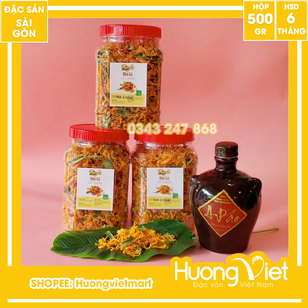 Khô gà lá chanh loại dẻo cay vừa 500g, đồ ăn vặt Sài Gòn, có giấy chứng nhận HACCP