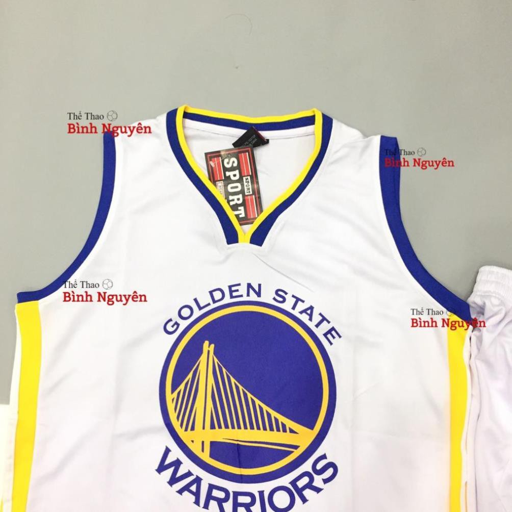 Bộ quần áo bóng rổ NBA Golden State Warrriors GSW trơn không số hàng đẹp nam nữ vải mè thoáng mát tốt  ཾ ་