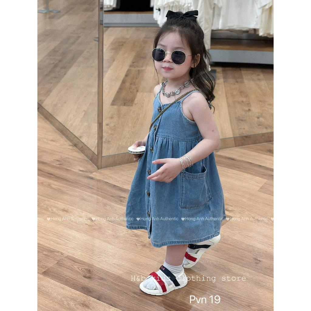 Váy cho bé gái , sét váy Jeans 2 dây kèm mũ thêu xịn sò cho bé gái 8-25kg