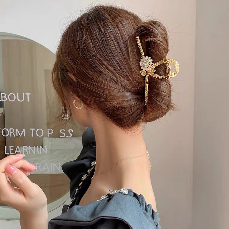 Kẹp Tóc Hình Hoa Hướng Dương Bằng Hợp Kim Cỡ Lớn Phong Cách Hàn Quốc Thời Trang Mùa Hè Cho Nữ