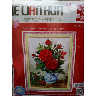 Tranh thêu chữ thập Hoa hông A622 56x73cm chưa thêu