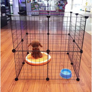 chuồng chó mèo láp ghép 16 tấm lưới sắt sơn tĩnh điện-chống rỉ sét-cao 70cm, rộng 70cm, dài 70cm