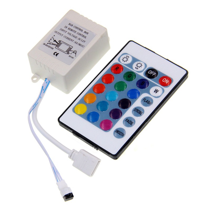 Set 2 Bộ Điều Khiển Hồng Ngoại 24 Phím RGB 3528 5050 IR44 12V Nhiều Màu Sắc