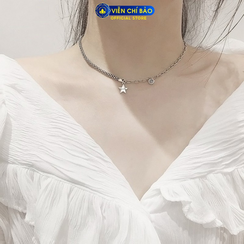 Dây chuyền choker bạc nữ Lucky Star chất liệu bạc thái 925 thời trang phụ kiện trang sức nữ Viễn Chí Bảo D000194