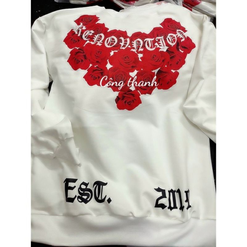 Áo Sweater Hoa Hồng Đỏ nam nữ basic☘Áo thun dài tay nỉ da cá giữ nhiệt🍀 freesize form rộng hàn quốc🦋Thời trang Thu Đông | BigBuy360 - bigbuy360.vn