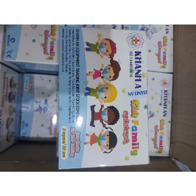 Hộp 50 cái khẩu trang y tế trẻ em chính hãng thương hiệu khánh an