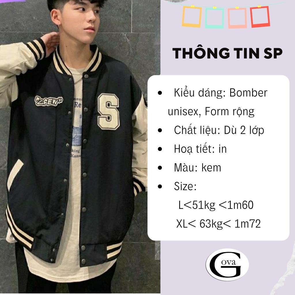 Áo khoác bomber dù ZEREW S nam nữ form rộng Unisex 2 lớp Chống Nắng Siêu Hot ulzzang Jacket Bomber GOVA