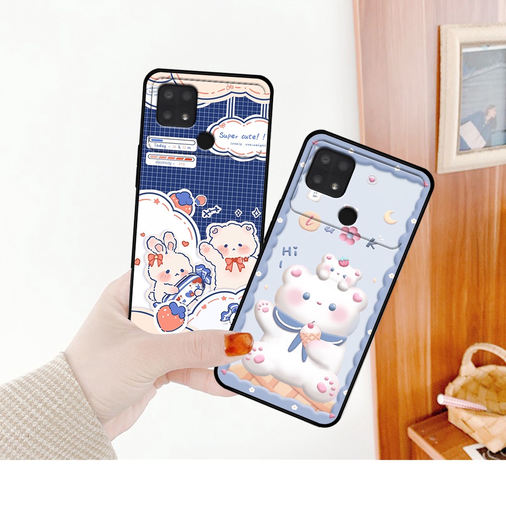 Ốp lưng Xiaomi Poco C40 in hình caro gấu thỏ dễ thương
