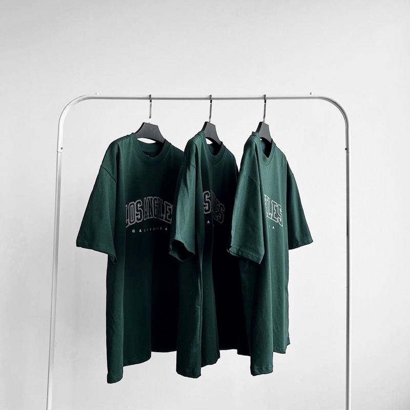 Áo thun tay lỡ nam nữ,in chữ Los màu xanh