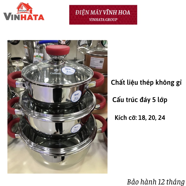 Bộ nồi chảo Inox CTP- 8231 3 đáy Catania Milan (nồi 18,20,24cm)