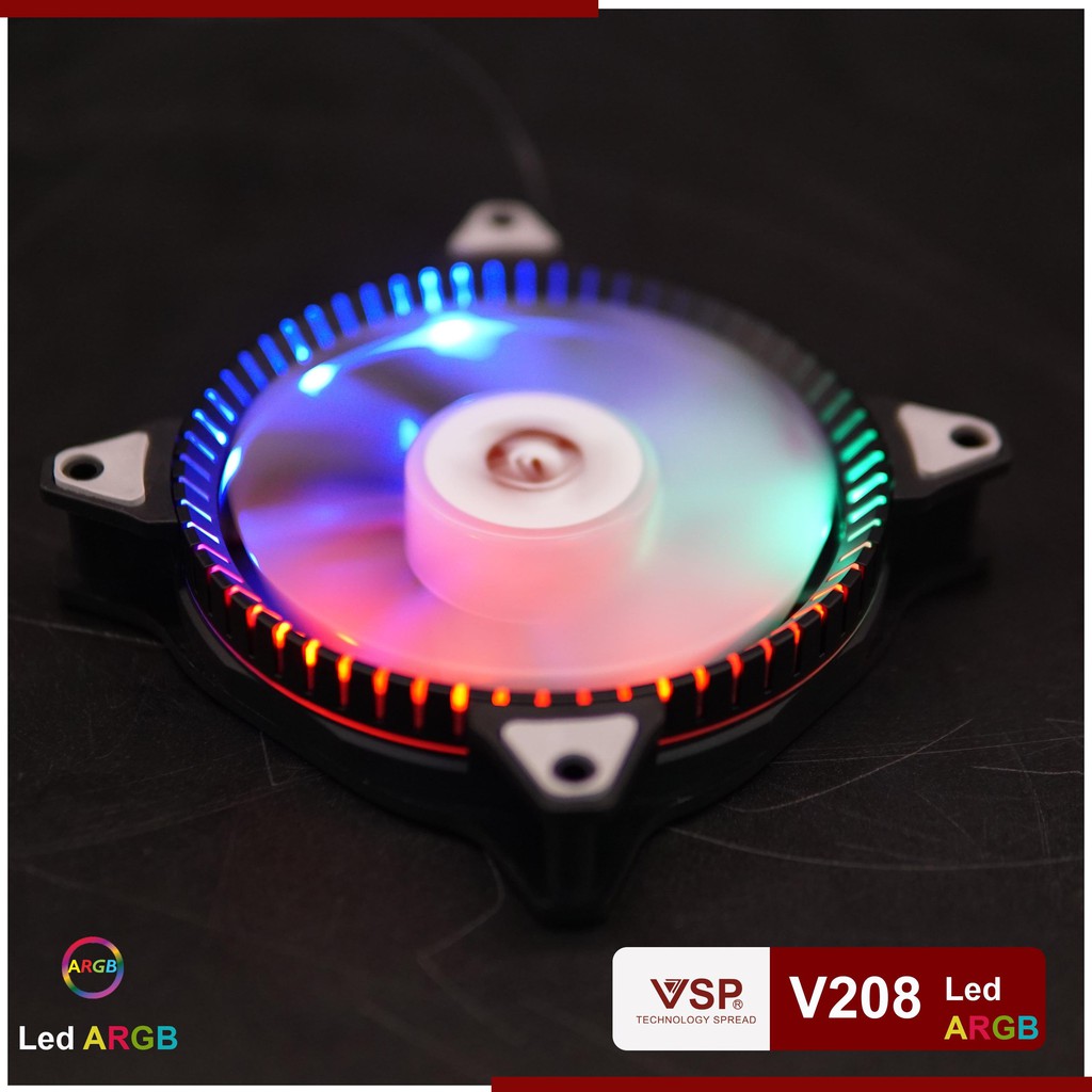 [MẪU FAN CASE MỚI]- Fan Case VSP V208 LED ARGB ( Fan Làm Mát và Đẹp Cho Vỏ Máy Tính )- BẢO HÀNH 3 THÁNG
