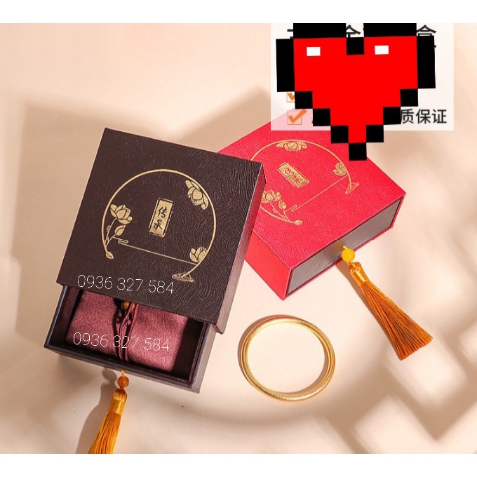 Hộp Thư Pháp Đựng Vòng Tay, Trang Sức Cao Cấp Kèm Túi Lụa - KHĐQ