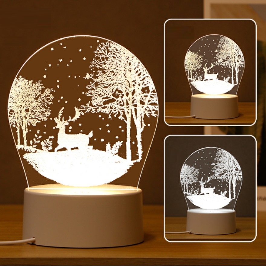 Đèn ngủ để bàn trang trí họa tiết 3D 3 chế độ sáng nhiều hình xinh xắn Sumi