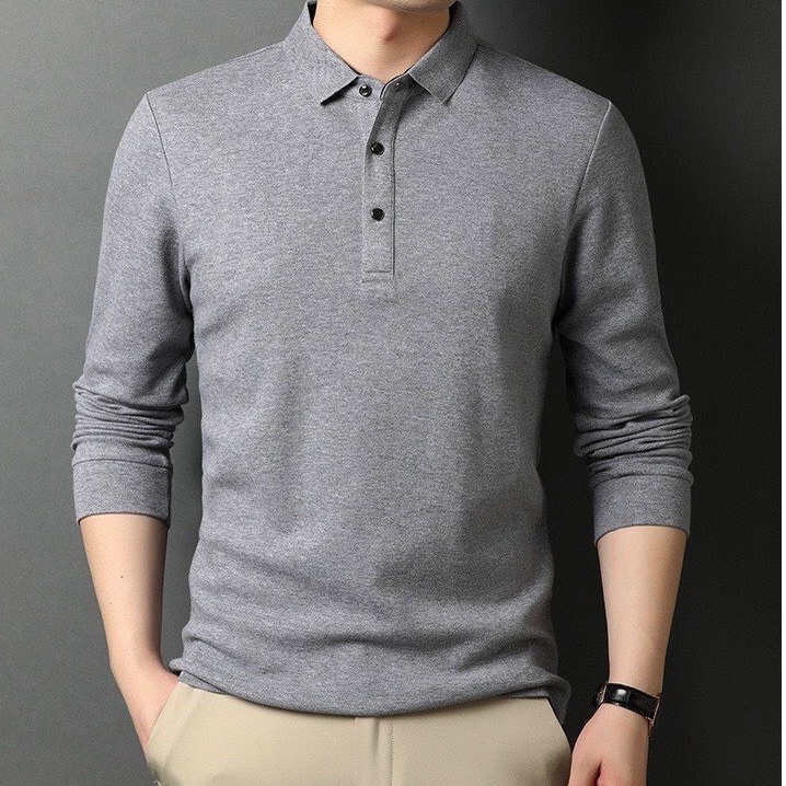 Áo polo nam dài tay cổ bẻ trơn vải cá sấu trẻ trung 5 màu cơ bản AGN1
