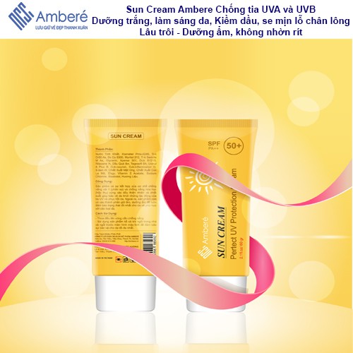 [Ambere] Kem chống nắng Sun Cream ambere bảo vệ da khỏi các tác nhân môi trường  giảm lão hoá cho da SPF 50++ 50g
