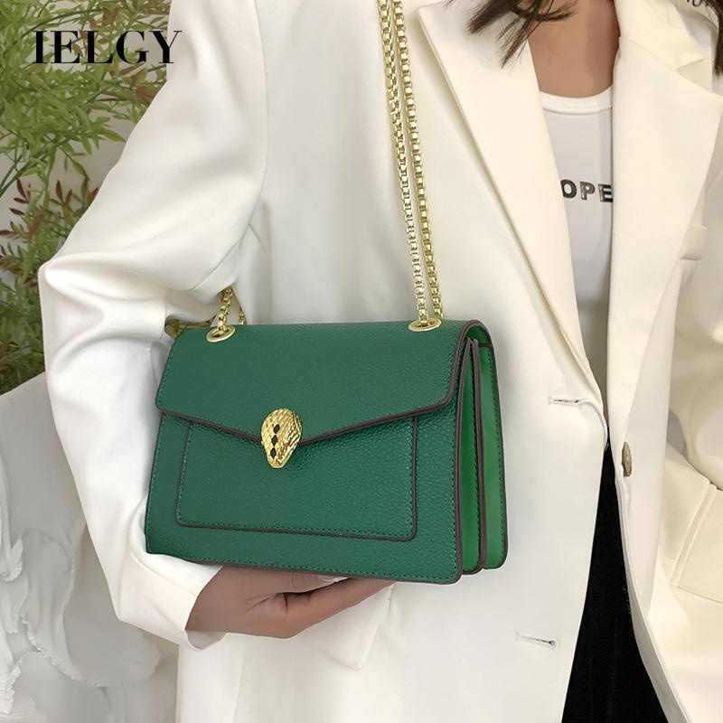 Túi đeo vai IELGY hình vuông cỡ nhỏ phối dây sợi xích ba chiều thời trang cao cấp cho nữ